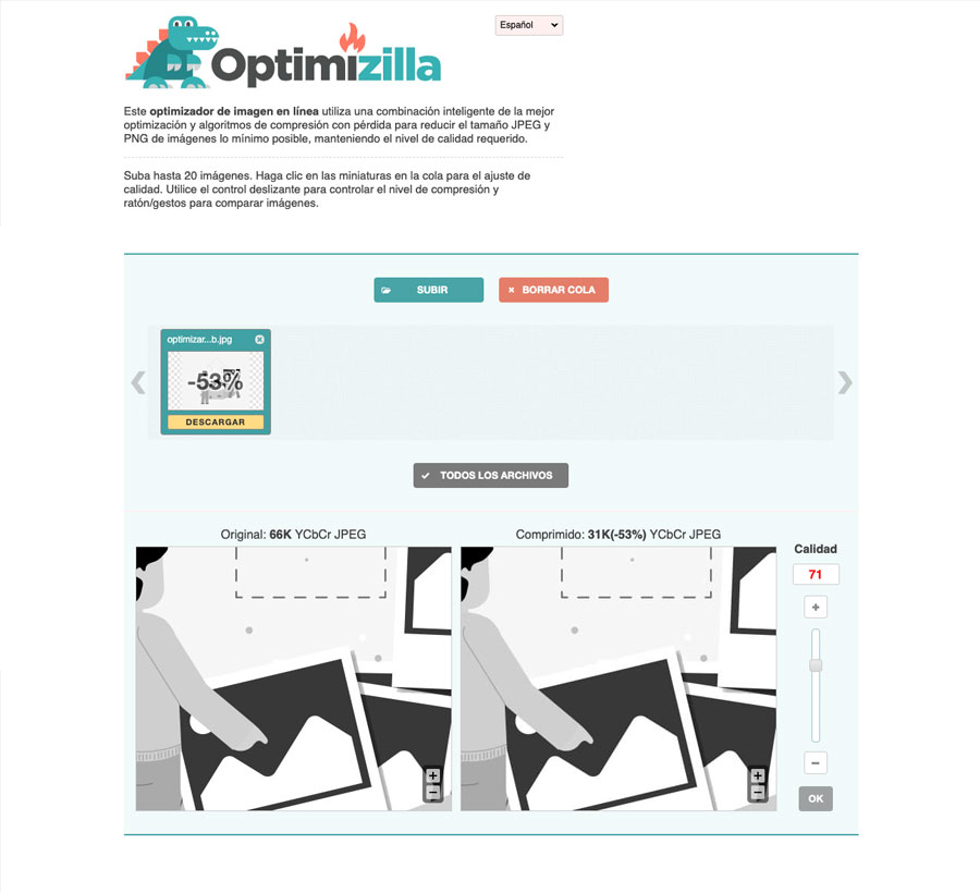 Optimizilla - Herramientas de optimización de imágenes