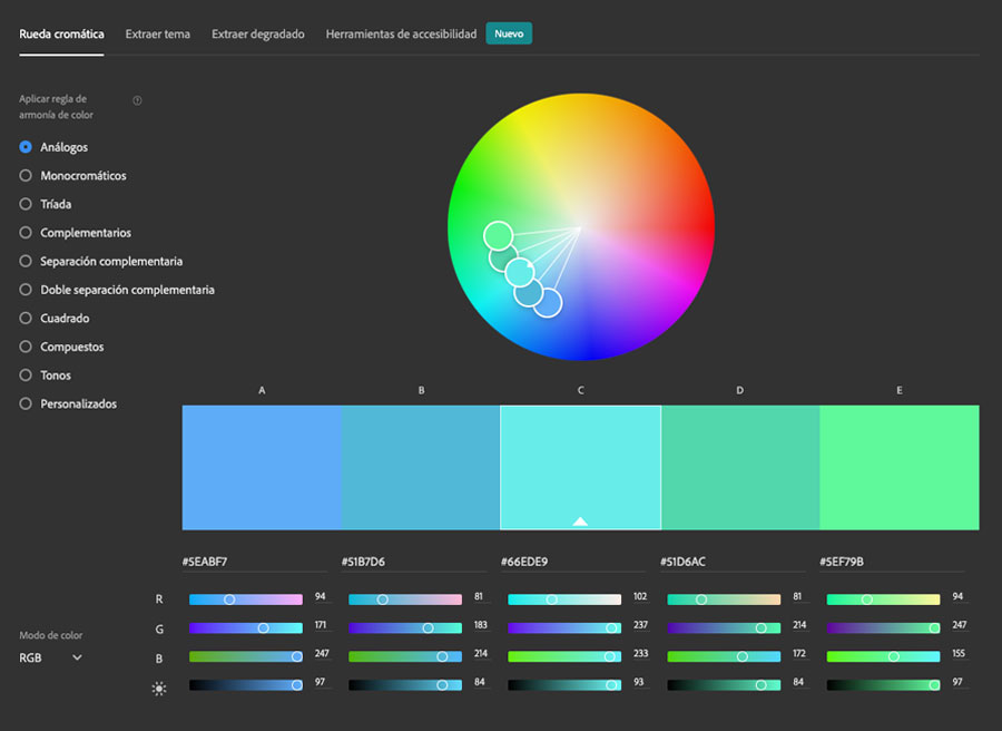 Adobe Color - Consejos y herramientas para elegir los colores de tu web